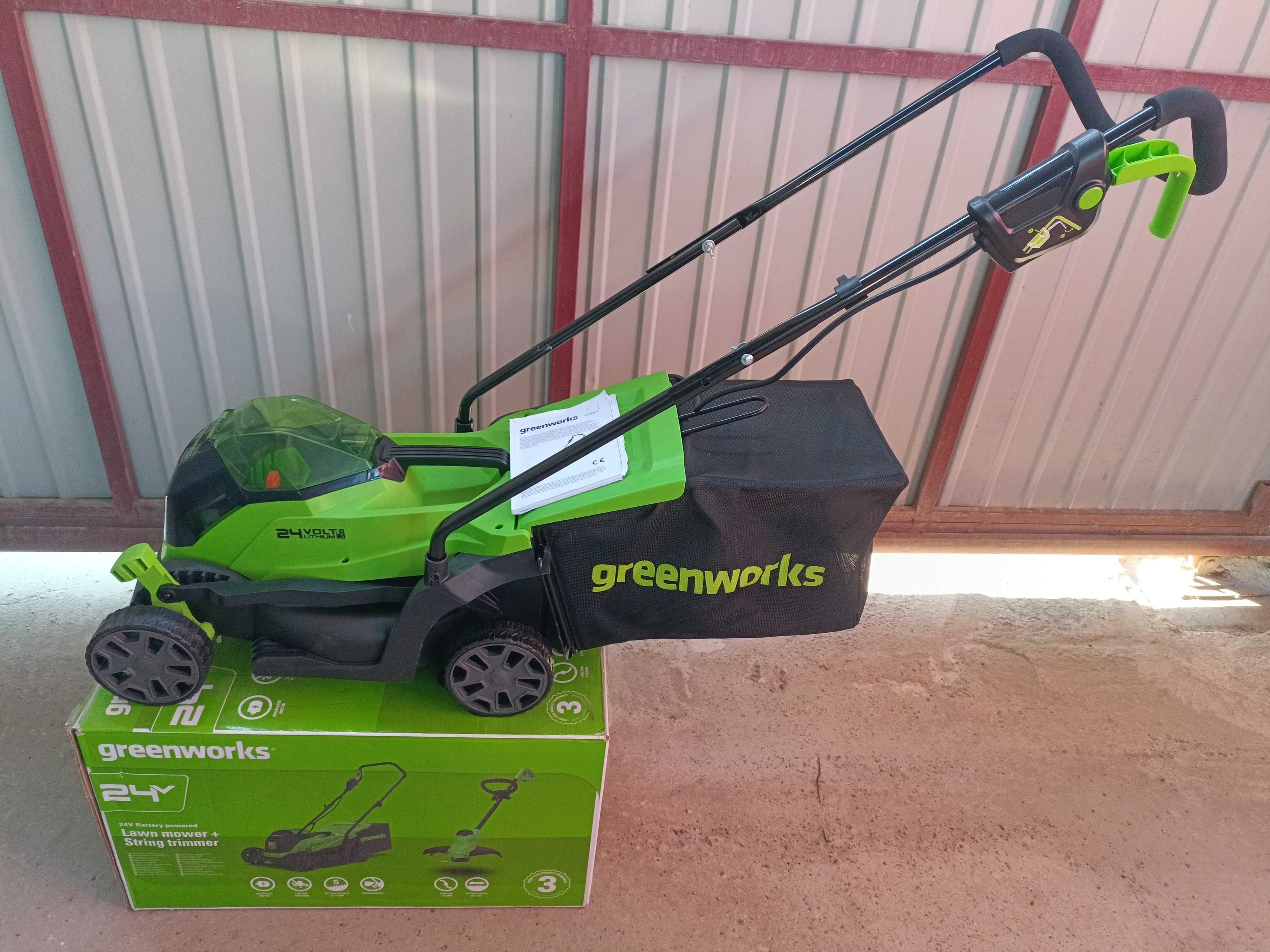 Greenworks GD24LM33 газонокосарка 24В, ширина 33см, 30л,висота 25-70см