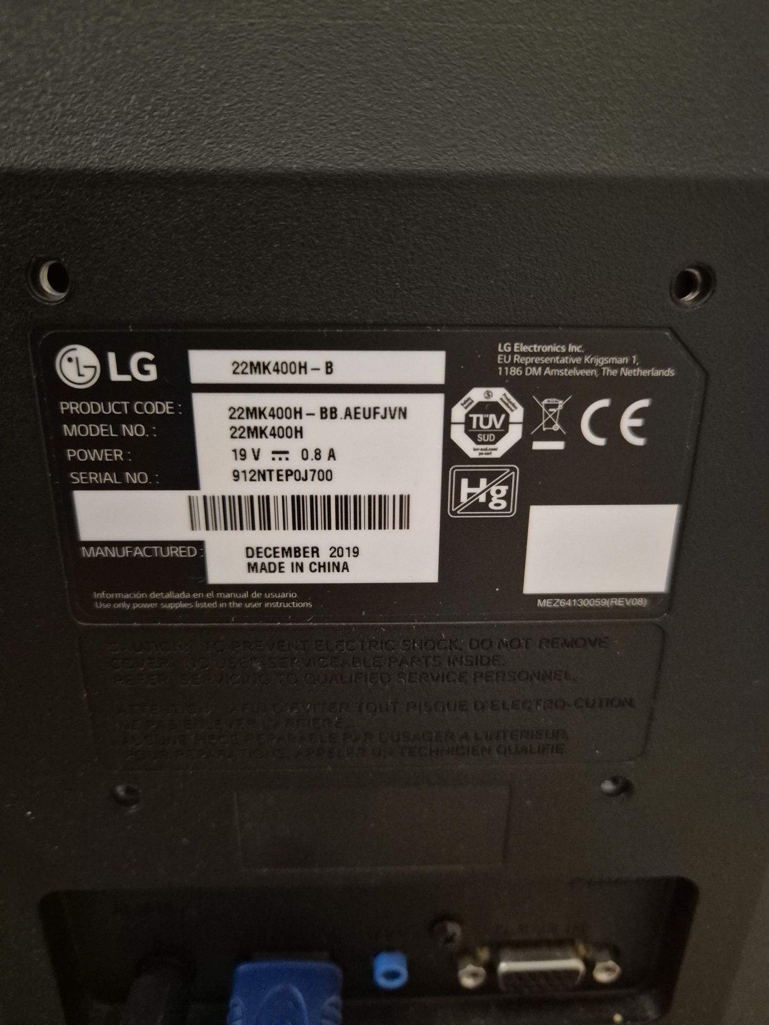 Monitor LG 22MK40OH-B 21"