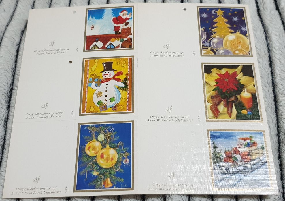 Wesołych Świąt Boże Narodzenie - kartki pocztowe malowane stopą