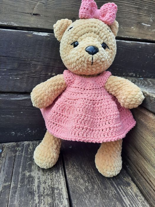 Miś pluszak pluszowy na szydełku handmade, prezent