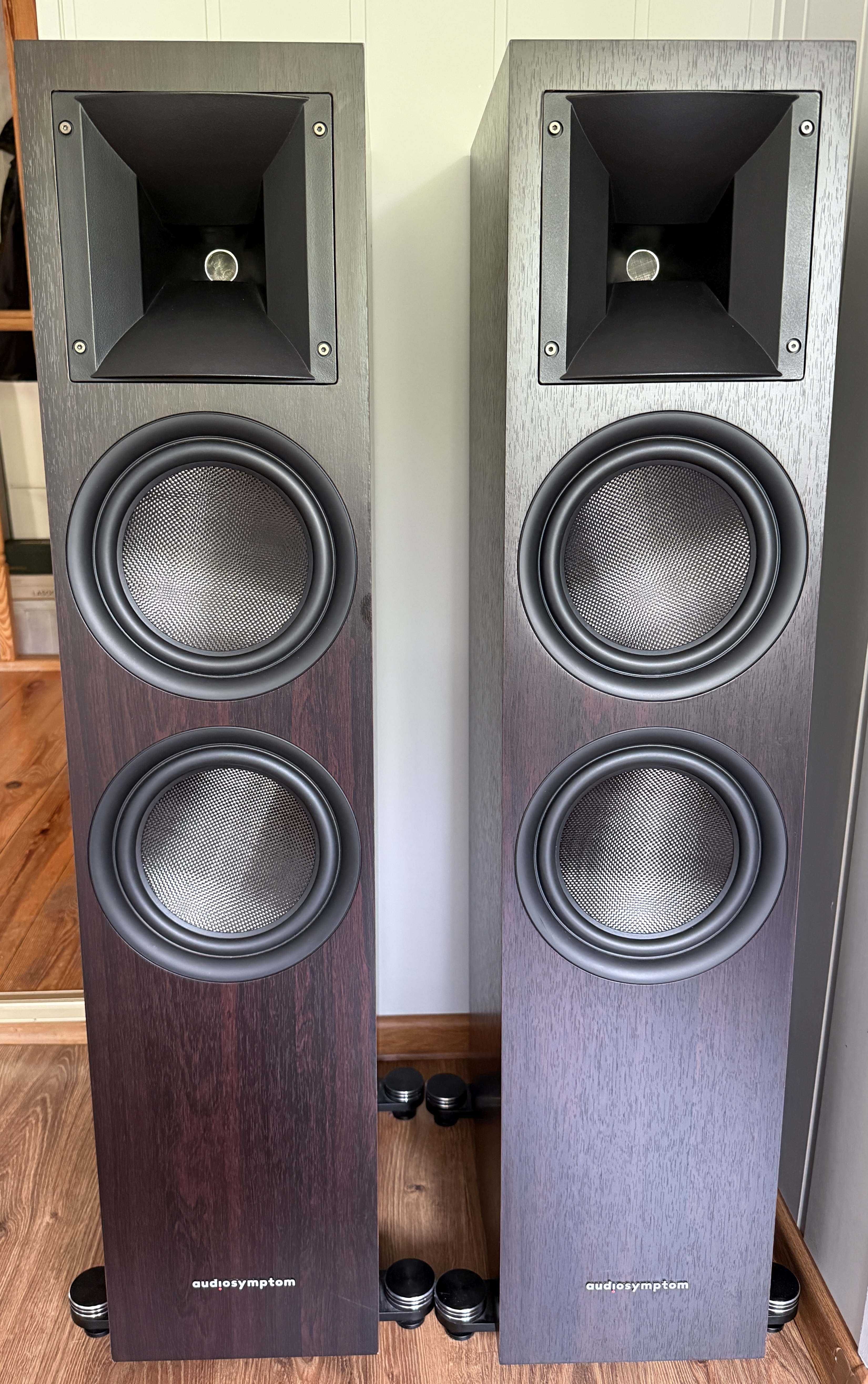 Audiosymptom i8 Carbon Walnut zmodyfikowane zwrotnice