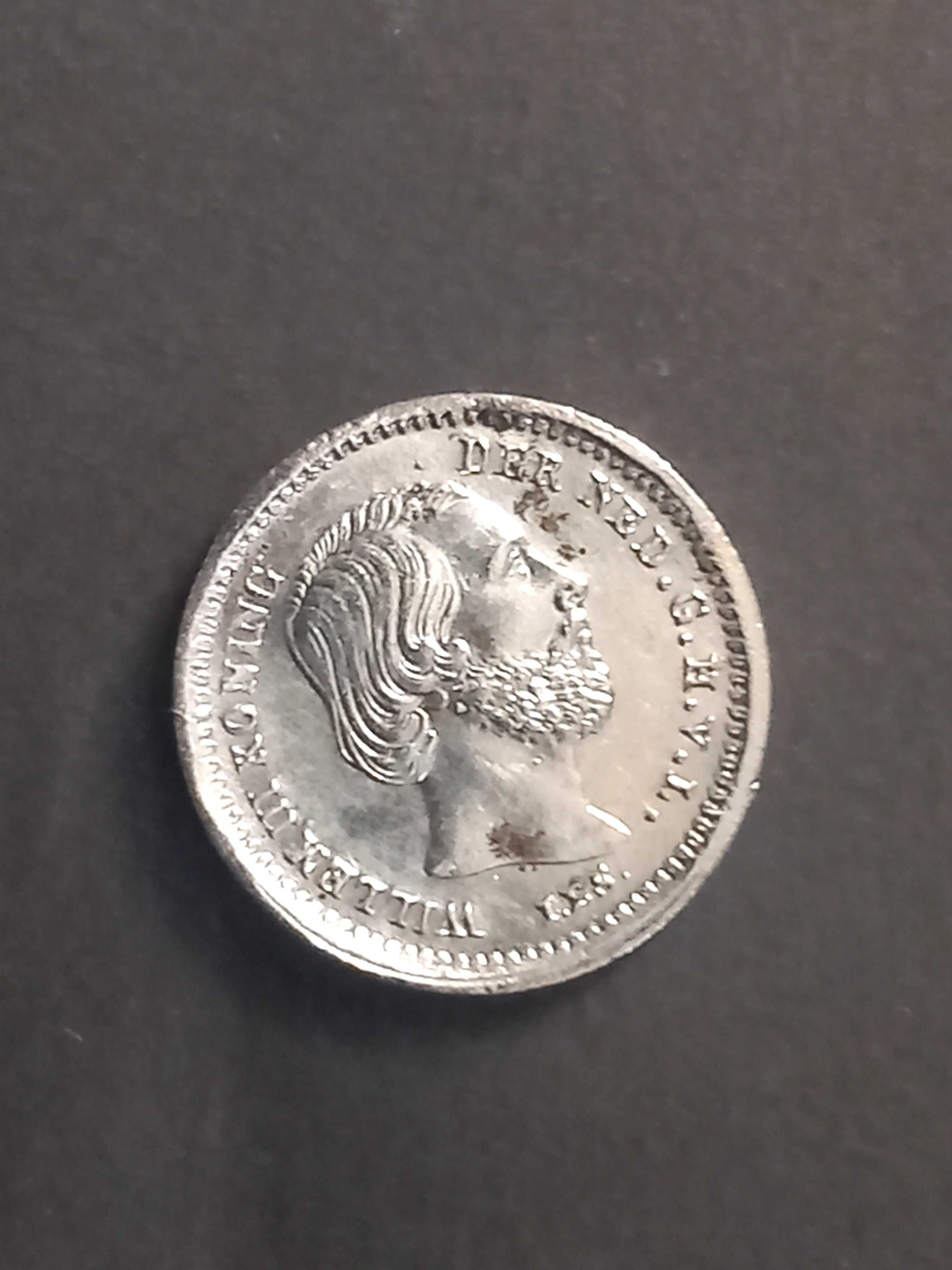 Moda de prata Holanda 5 cents ano 1850 de prata