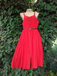 Красный штапельный сарафан платье на пуговицах