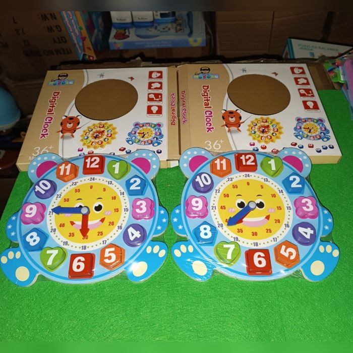 Дерев'яний годинник 2 в 1 сортер шнурівка шнуровка геометричні фігури