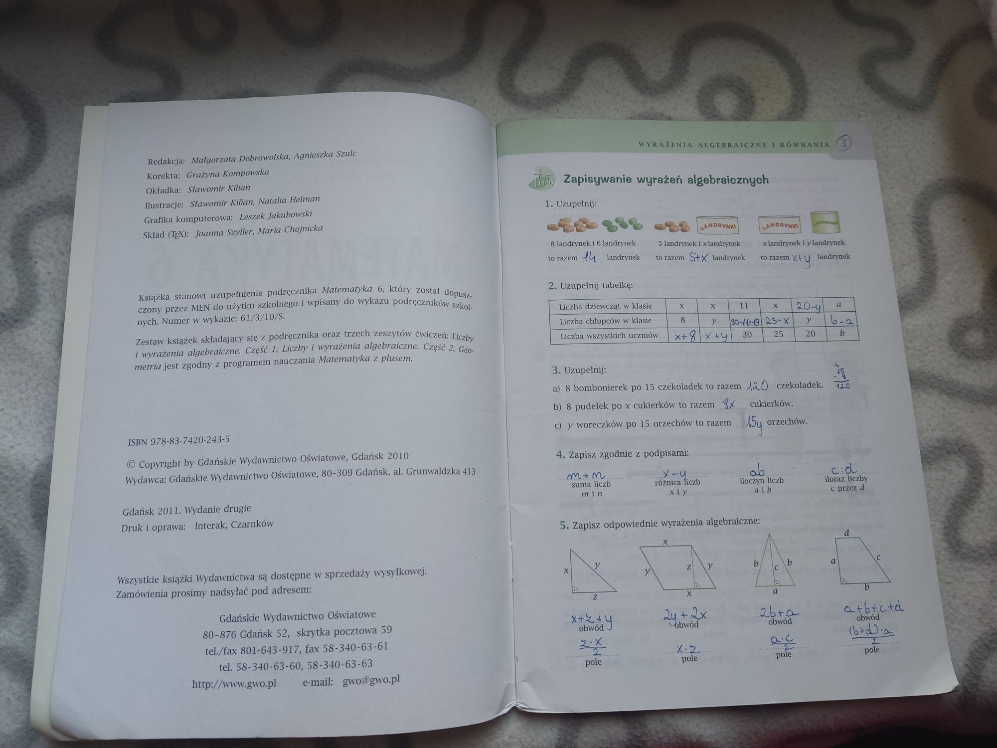 Zeszyt ćwiczeń Liczby i wyrażenia algebraiczne 2 część 6 podstawówka