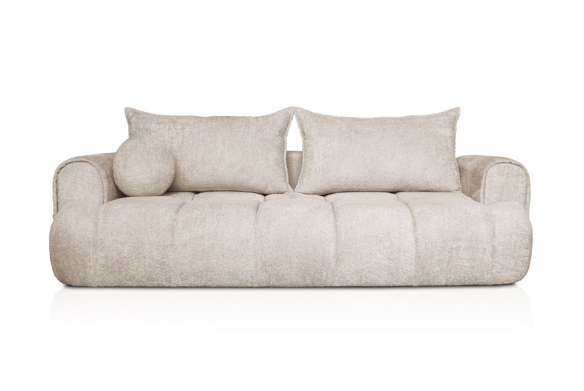 Kanapa sofa PLATINUM BOUCLE z funkcją spania i pojemnik na pościel
