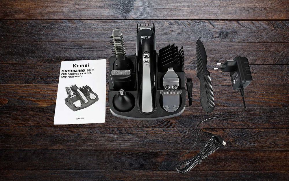 Машинка-триммер Kemei KM-600 професійна 11 в 1 з підставкою