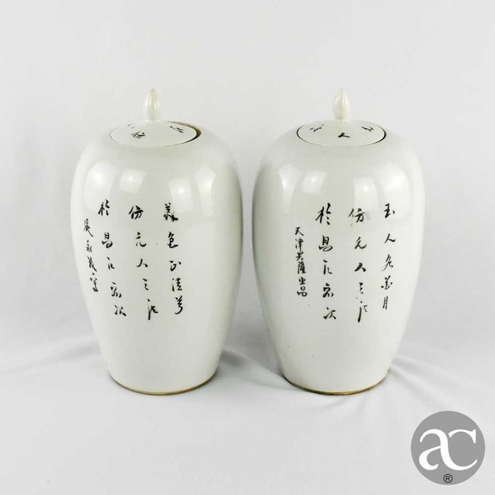 Par de potes de Gengibre, China período República, Carateres Chineses