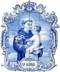 Arte de Santo António em azulejos portugueses pintados à mão