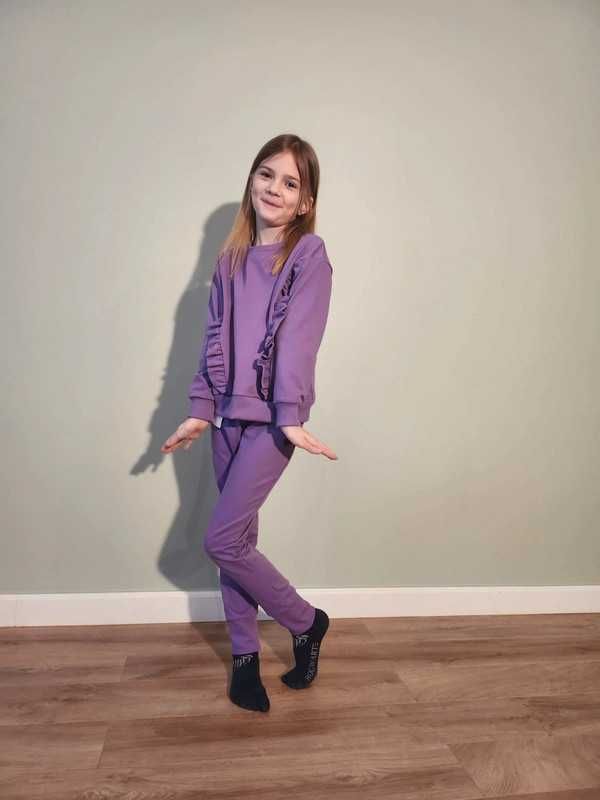 Komplet dresowy z falbankami All For Kids 104-110 fioletowy