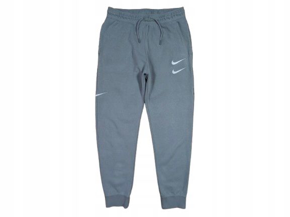 NIKE Swoosh Spodnie Dresowe Męskie Szare Logowane r. M