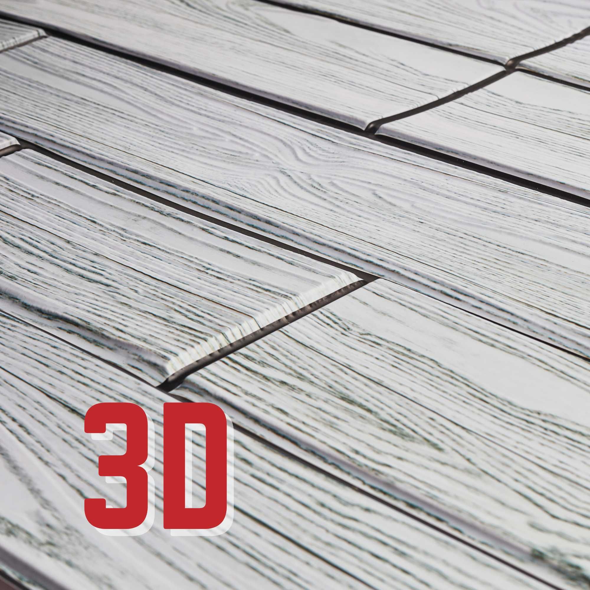 Panele Ścienne 3D Drewniana Cegła PCV Szara Zielona Deska 96x48 Dekor
