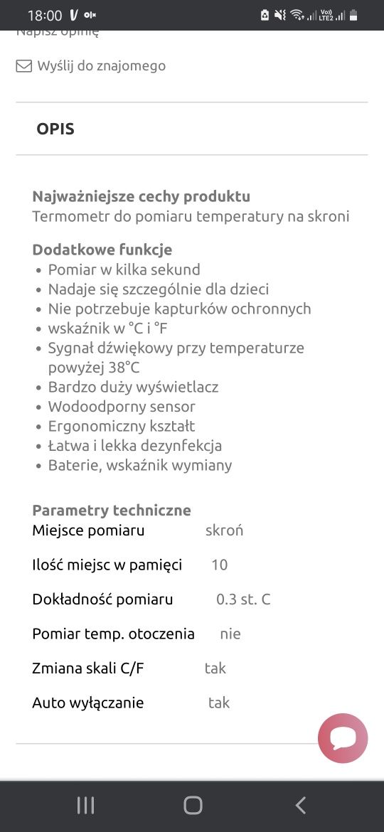 Termometr Beuer do pomiaru temperatury na skroni