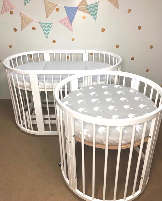 Łożeczko dziecięce 7w1 nowe okrągle owalne, kojec przewijak