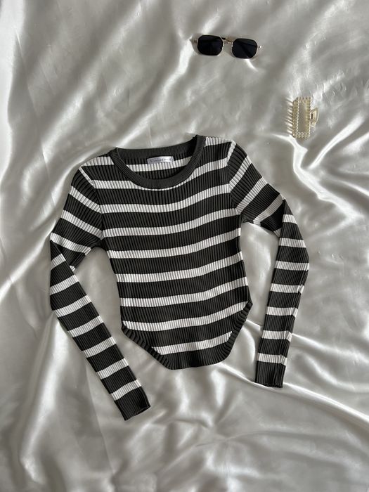 асиметрична кофта лонг в рубчик