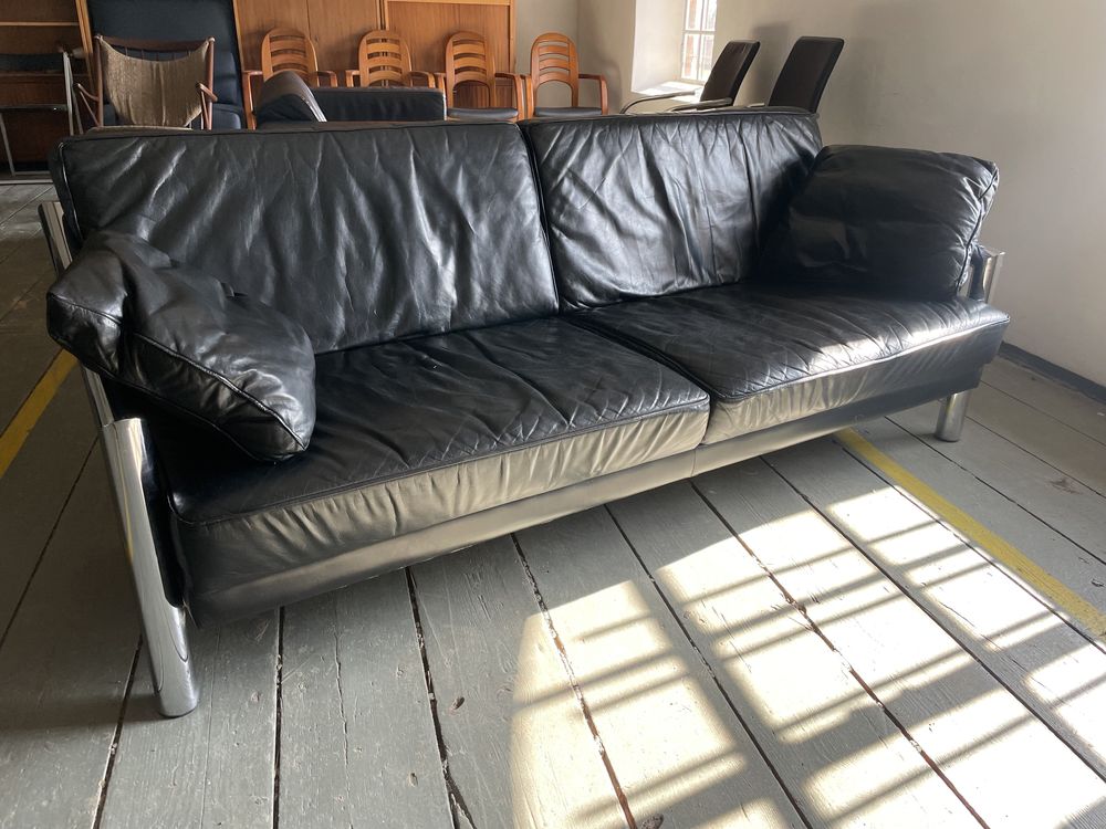 Postmodernistyczna,brutalistyczna skórzana sofa lata80.Vintage,design