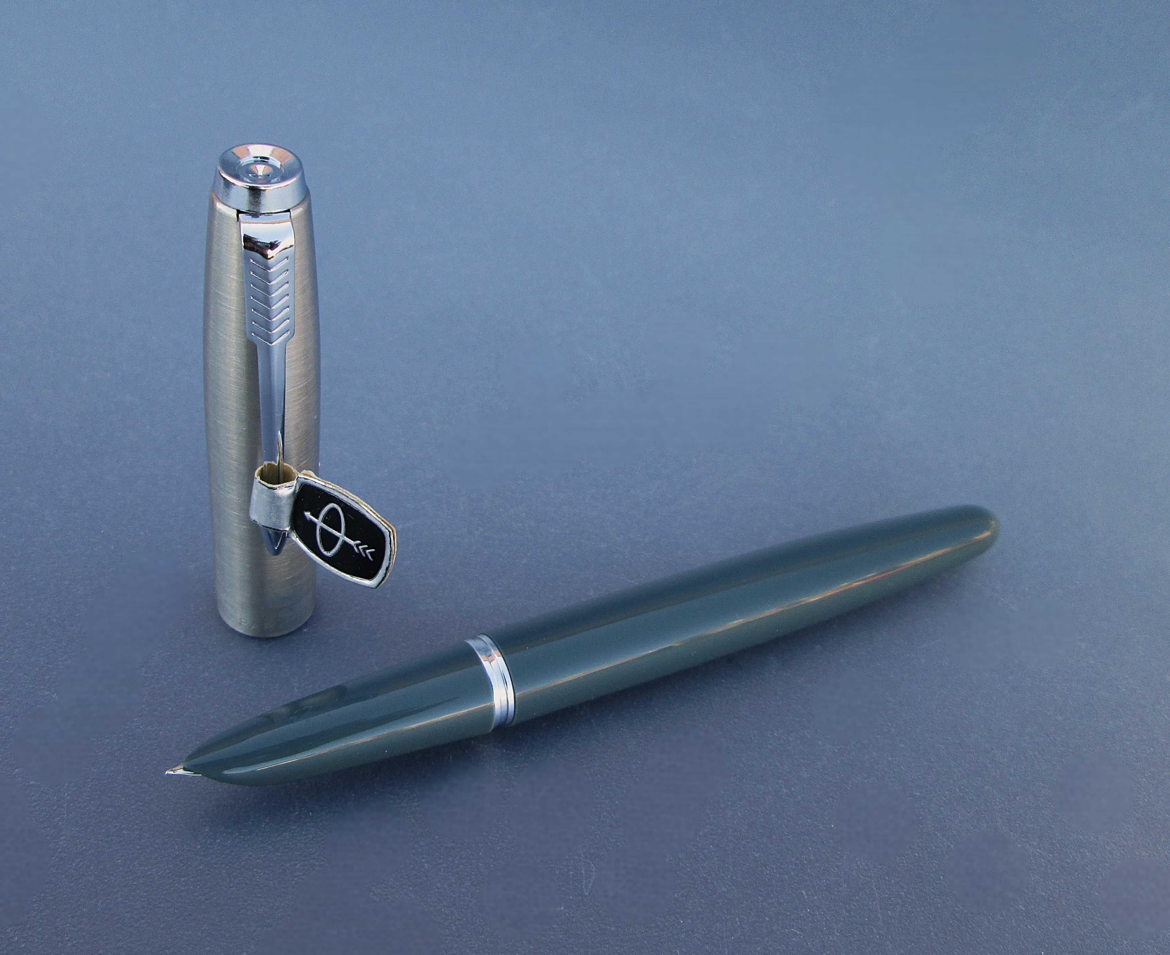 1960's Caneta Tinteiro PARKER 21 Navy Grey c/ aparo EF - NUNCA USADA