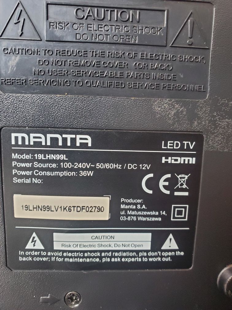 Telewizor Manta 19LHN99L 19" do kampera, ciężarówki, małego pokoju