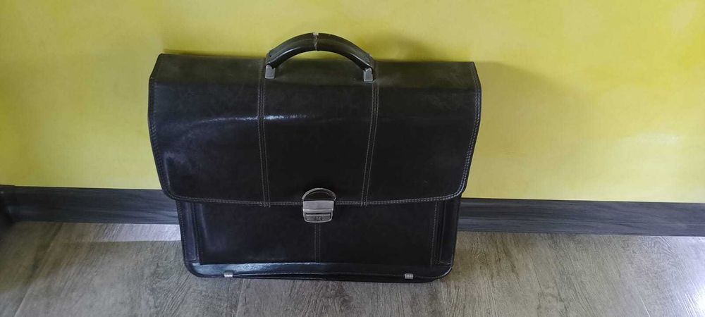 Teczka męska na dokumenty, laptop, skóra naturalna