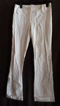 BAY białe lniane spodnie r 36