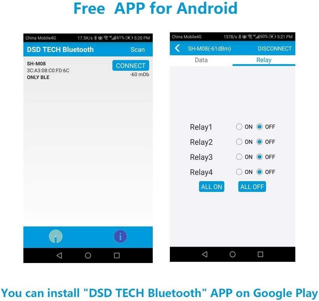4-kanałowy przekaźnik Bluetooth Przełącznik - iPhone Android 4.3 (12V)