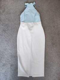 sukienka bialo-blekitna na ramiączkach