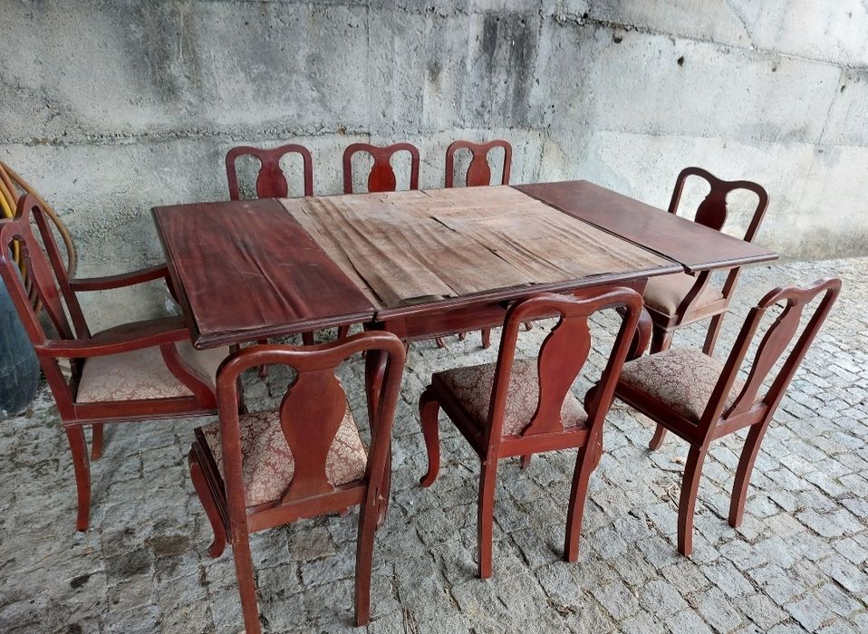 Lote mobília antiga sala jantar e quarto