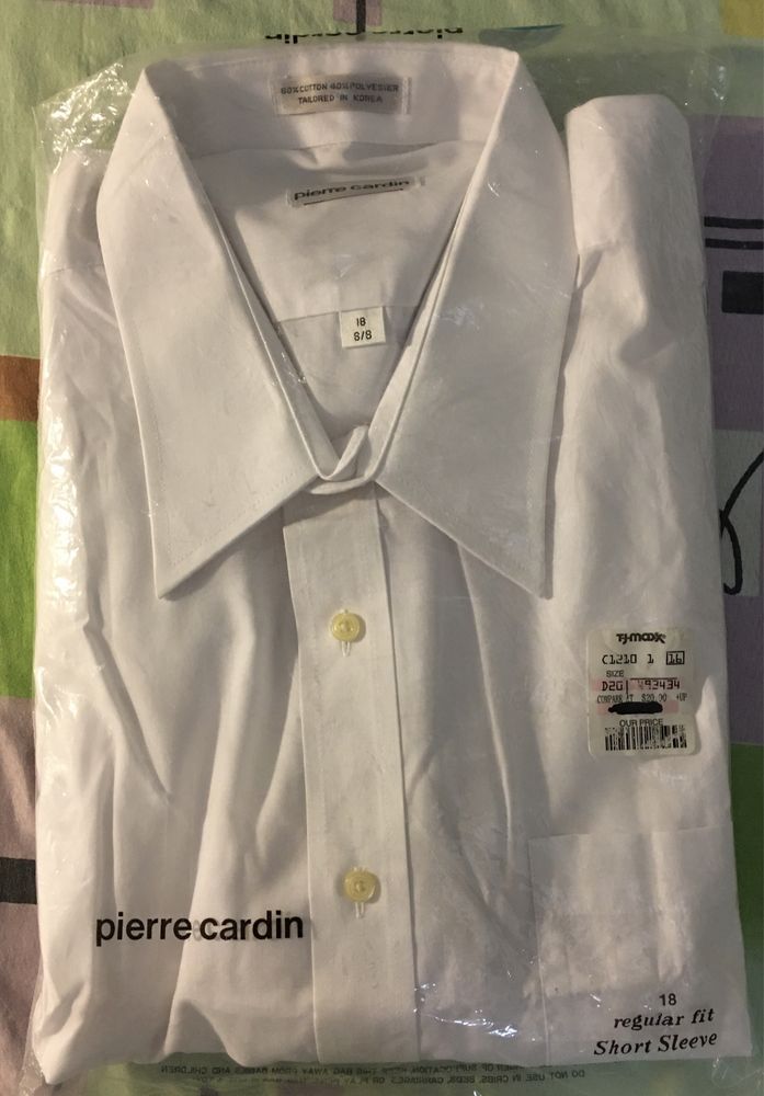 Рубашка белая с коротким рукавом Pierre Cardin