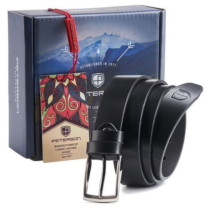 Minimalistyczny pasek męski z polerowanej skóry - Peterson 100