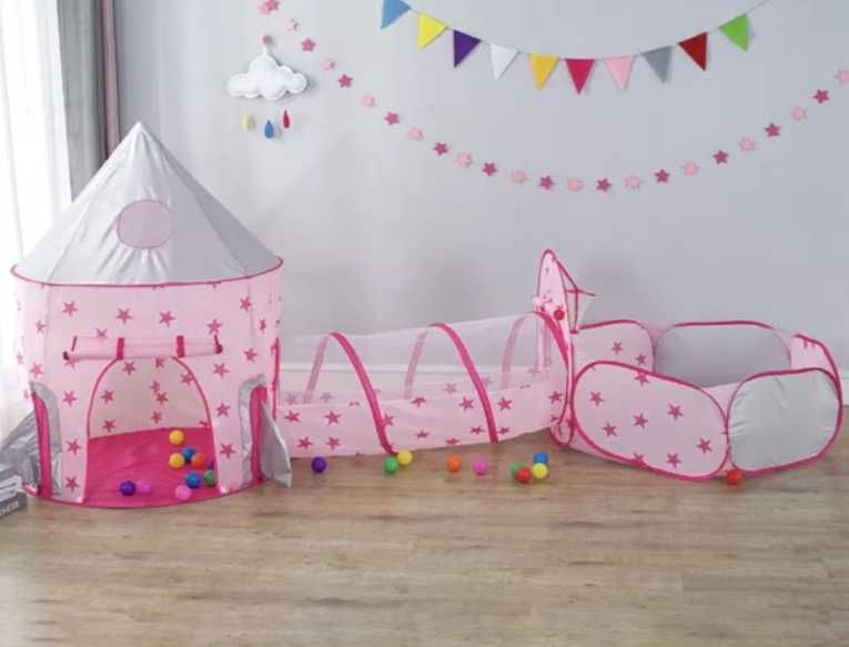 Дитячий ігровий замок палатка з тунелем та сухим басейном 3в1 Детский