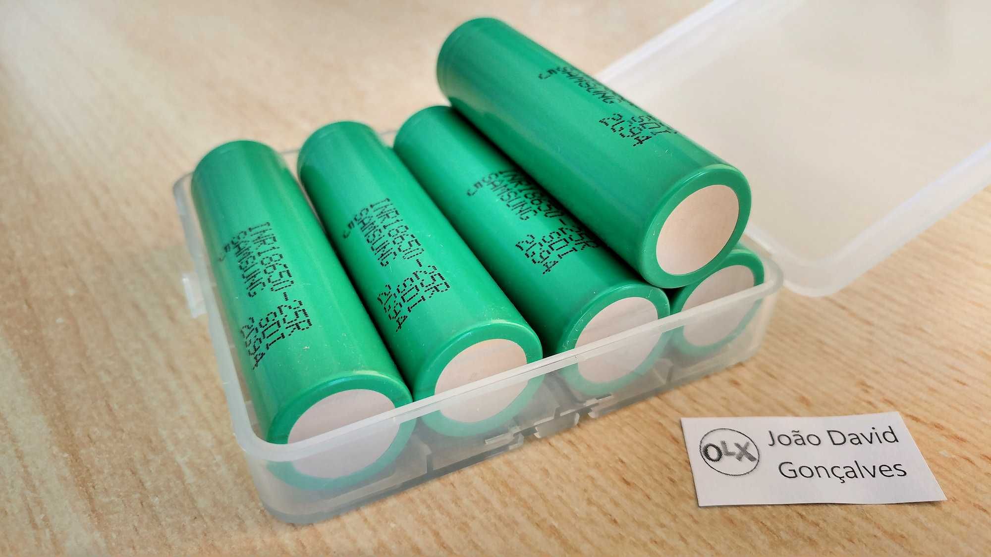 Pilha bateria 18650 Samsung 25R 2500 mAh 20A recarregável