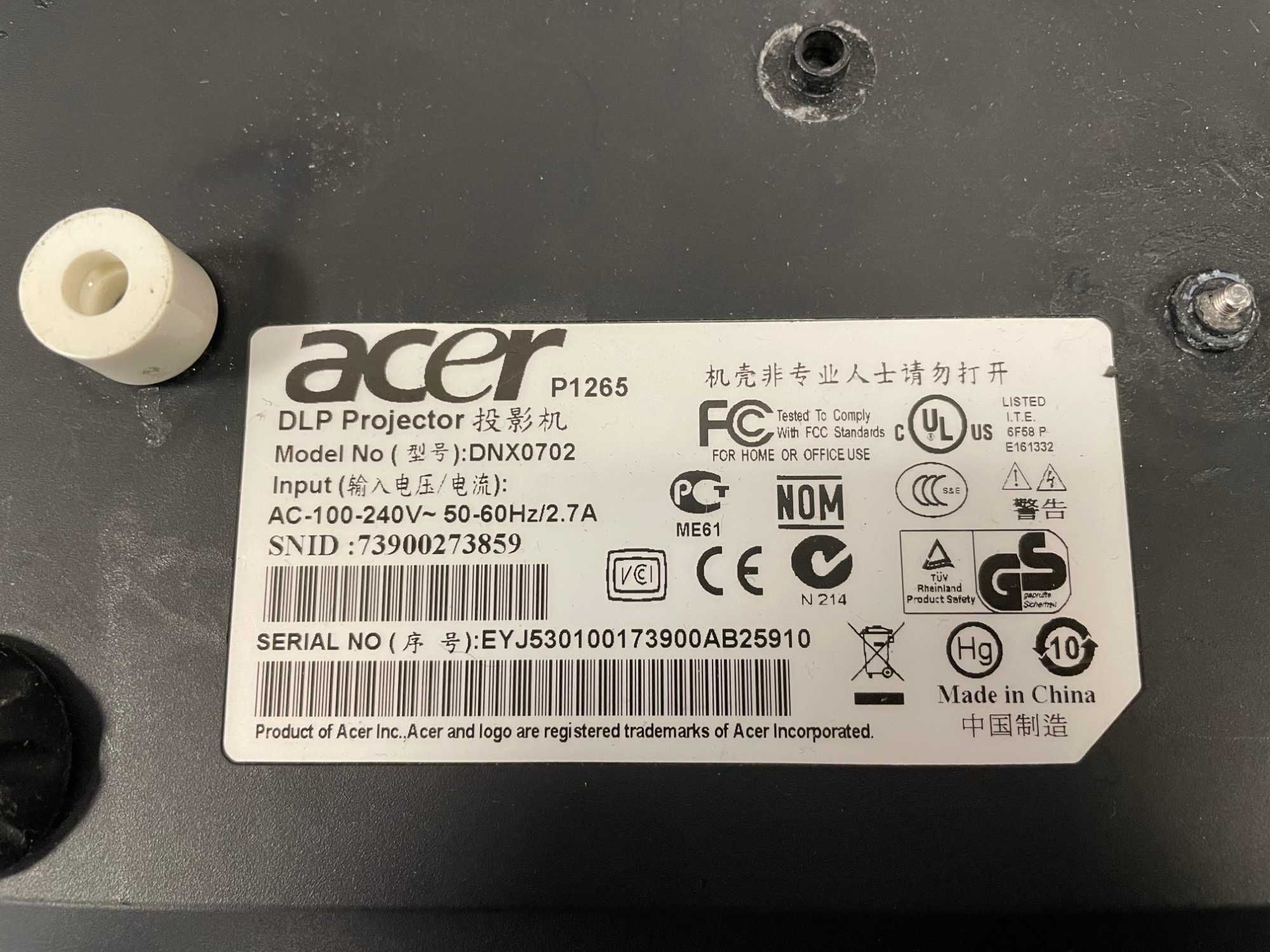 Projektor, rzutnik Acer P1265