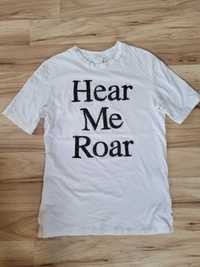 H&M t-shirt oversize koszulka top hear me roar aplikacja XS 34