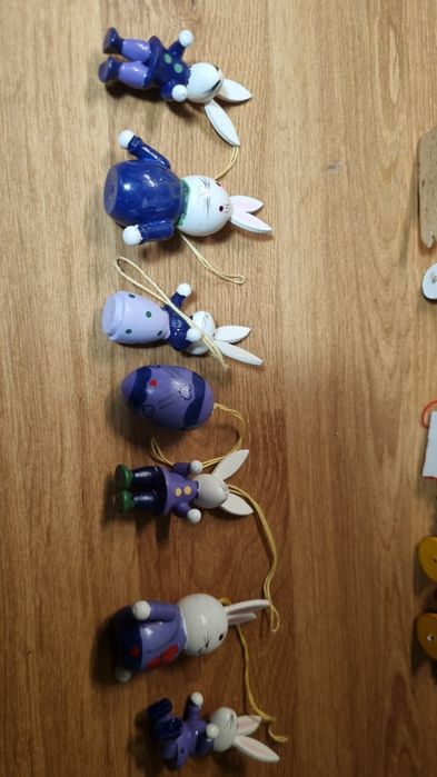 Drewniane Zajączki ozdoby wielkanocne