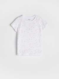 Reserved t-shirt dziecięcy biały r.146