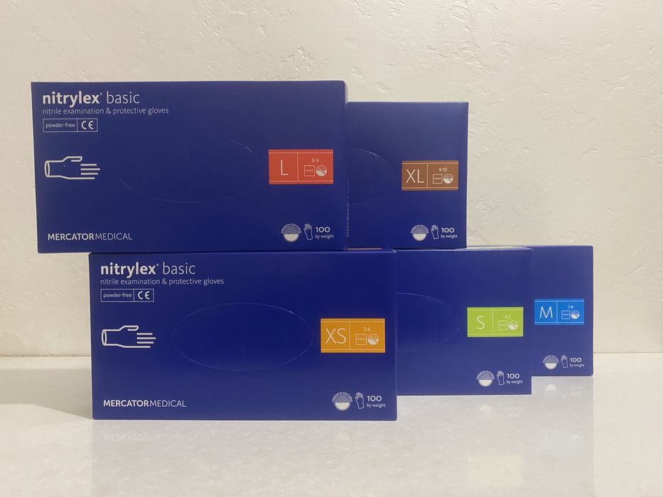 Перчатки нитриловые рукавички для рук Nitrylex Basic Classic, Mercator