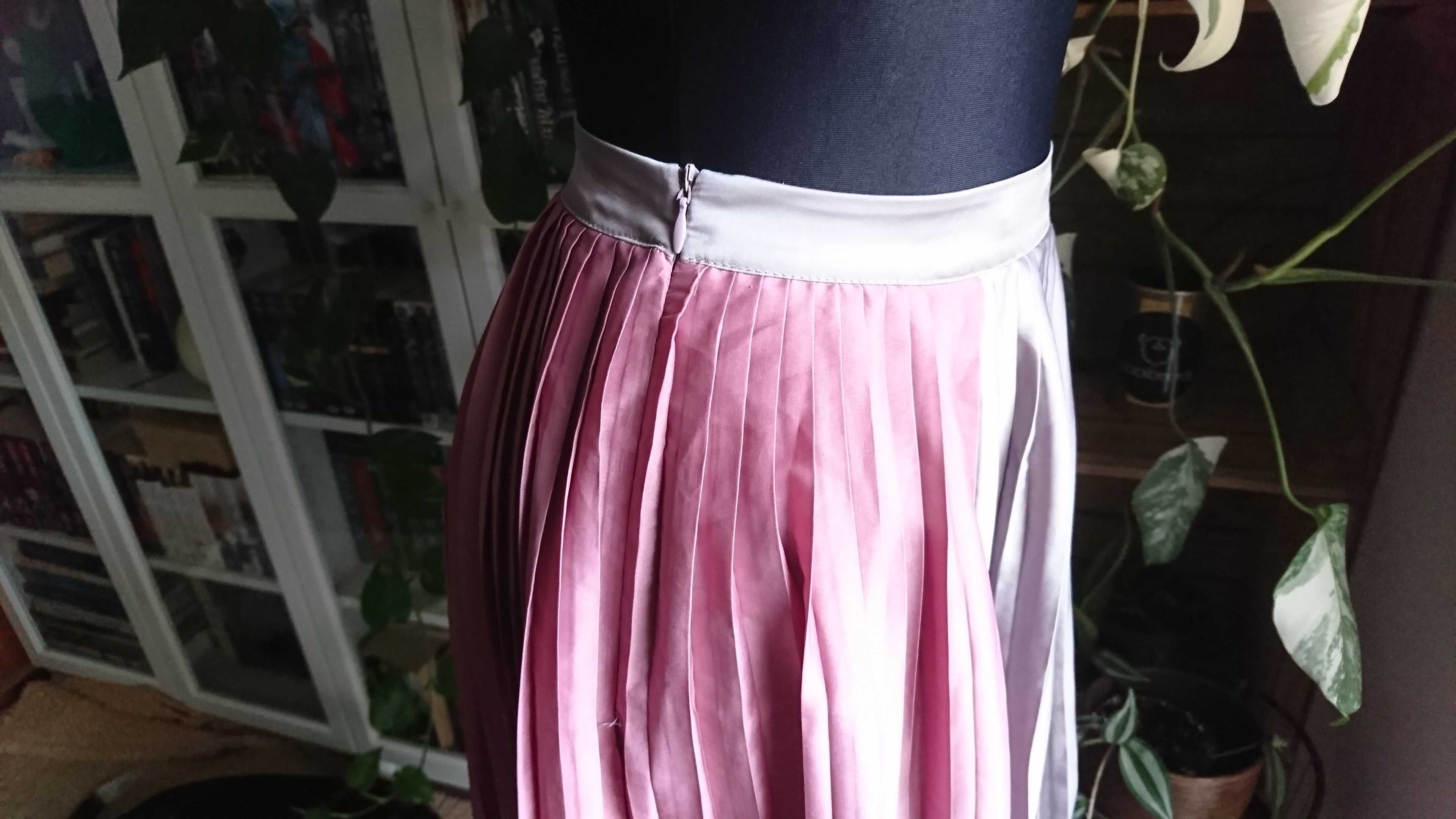 Reserved satynowa plisowana dwukolorowa spódnica 34 elegancka midi