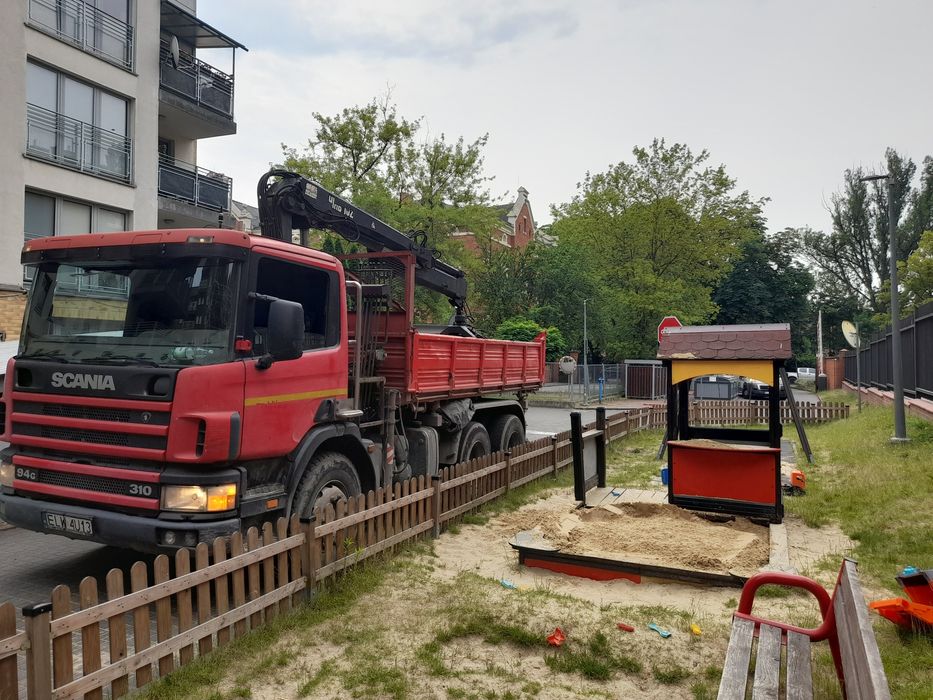 Wywóz gruzu, ziemi. Sprzedaż piachu, kruszyw, betonu. Usługi dźwig HDS