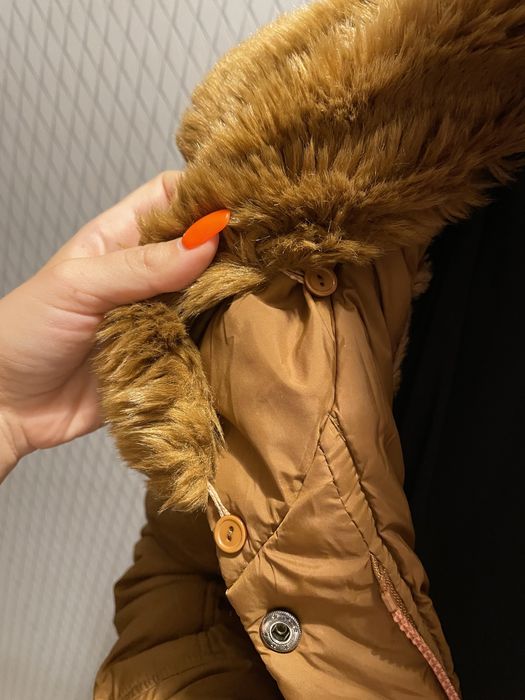 Brązowa, ruda kurtka zimowa, pikowana, rozmiar XL/XXL