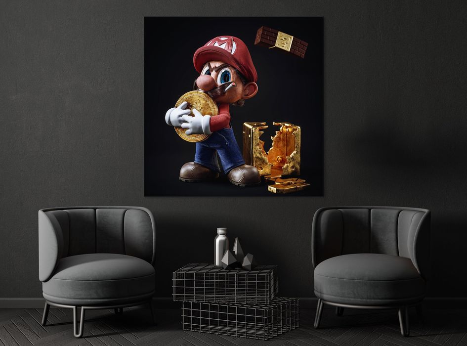 Картина "Супер Маріо", Біткоїн, Холст, Подарунок хлопцю, Арт
