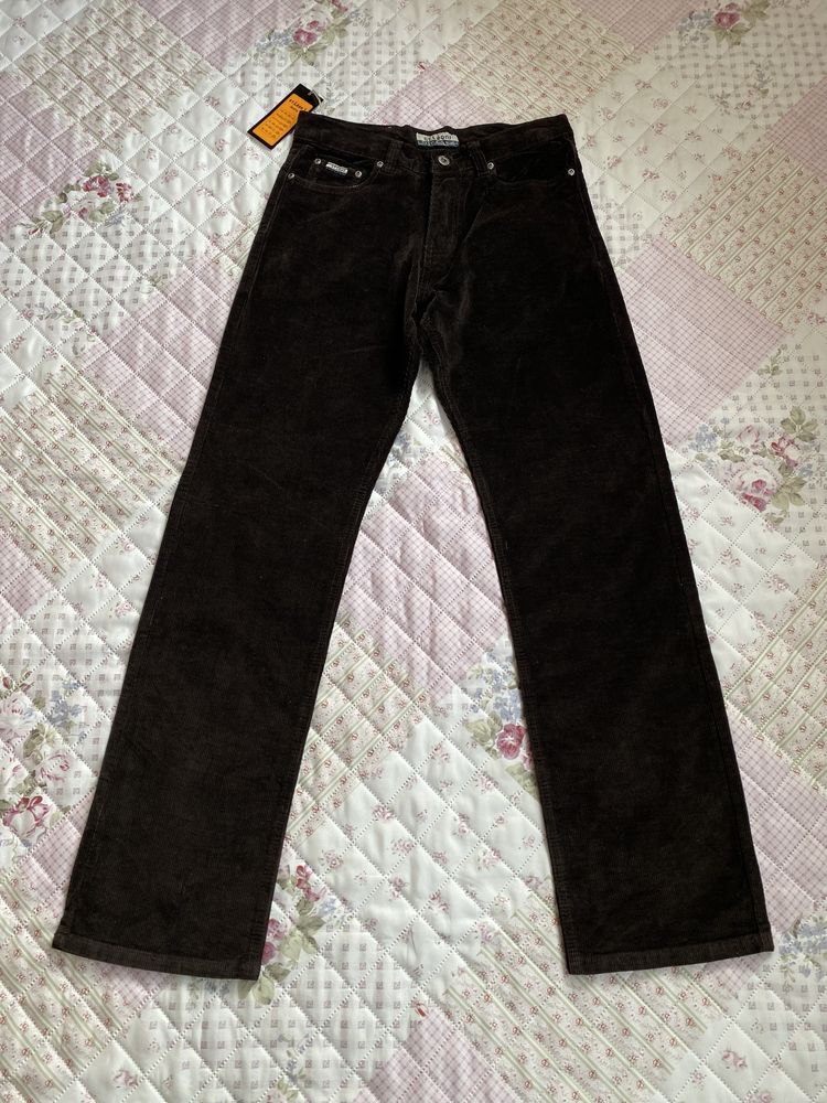 Czarne sztruksowe szerokie spodnie S 36 M 38 nowe st leon vintage
