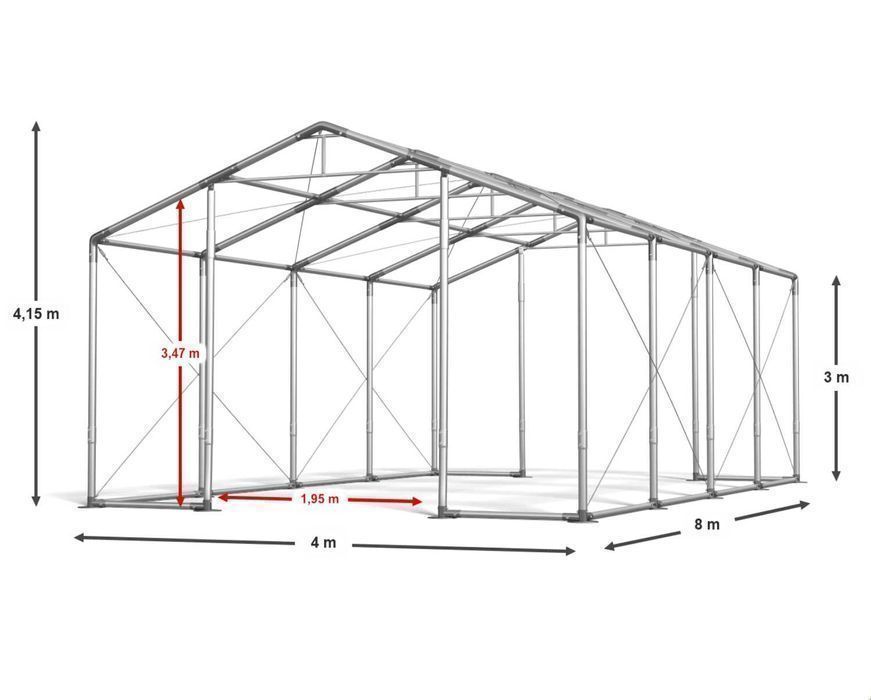 NAMIOT MAGAZYNOWY Namiot Handlowy Namiot Przemysłowy 4x8x3m DAS