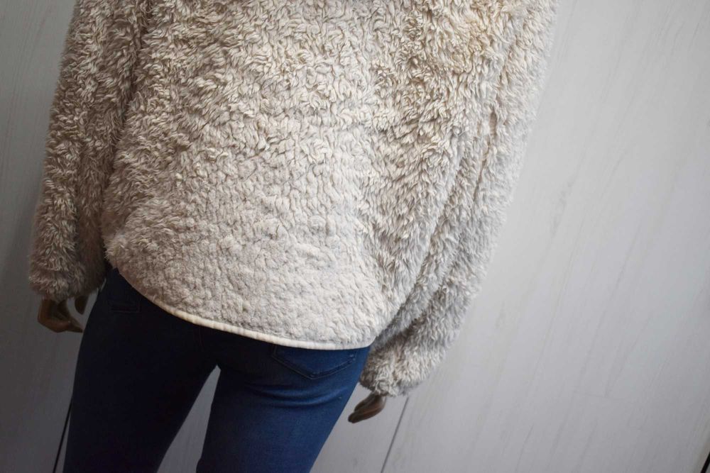 Bluza 34 XS zasuwana ciepła pluszowa z kapturem oversize ocieplana