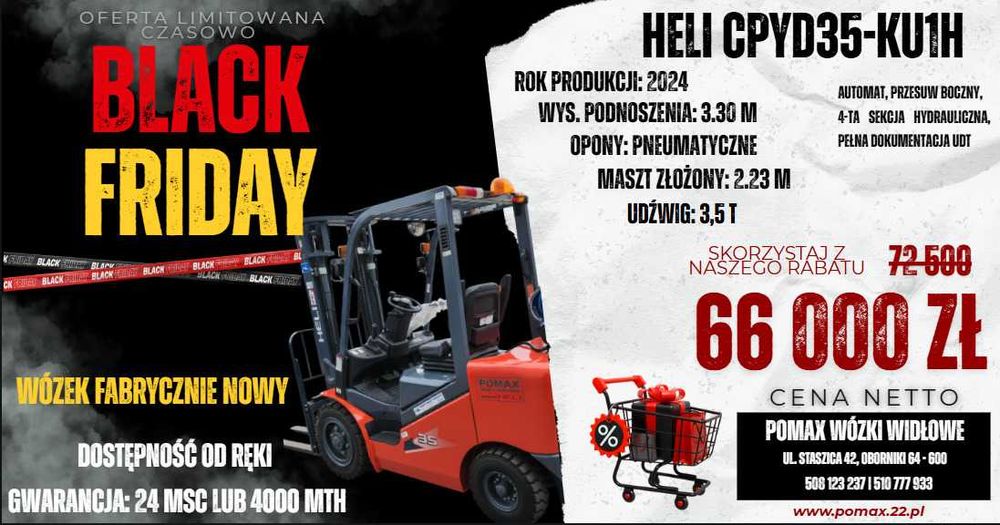 Heli CPYD35-KU1H wózek widłowy NOWY 3.5T 3.30m BLACK FRIDAY POMAX