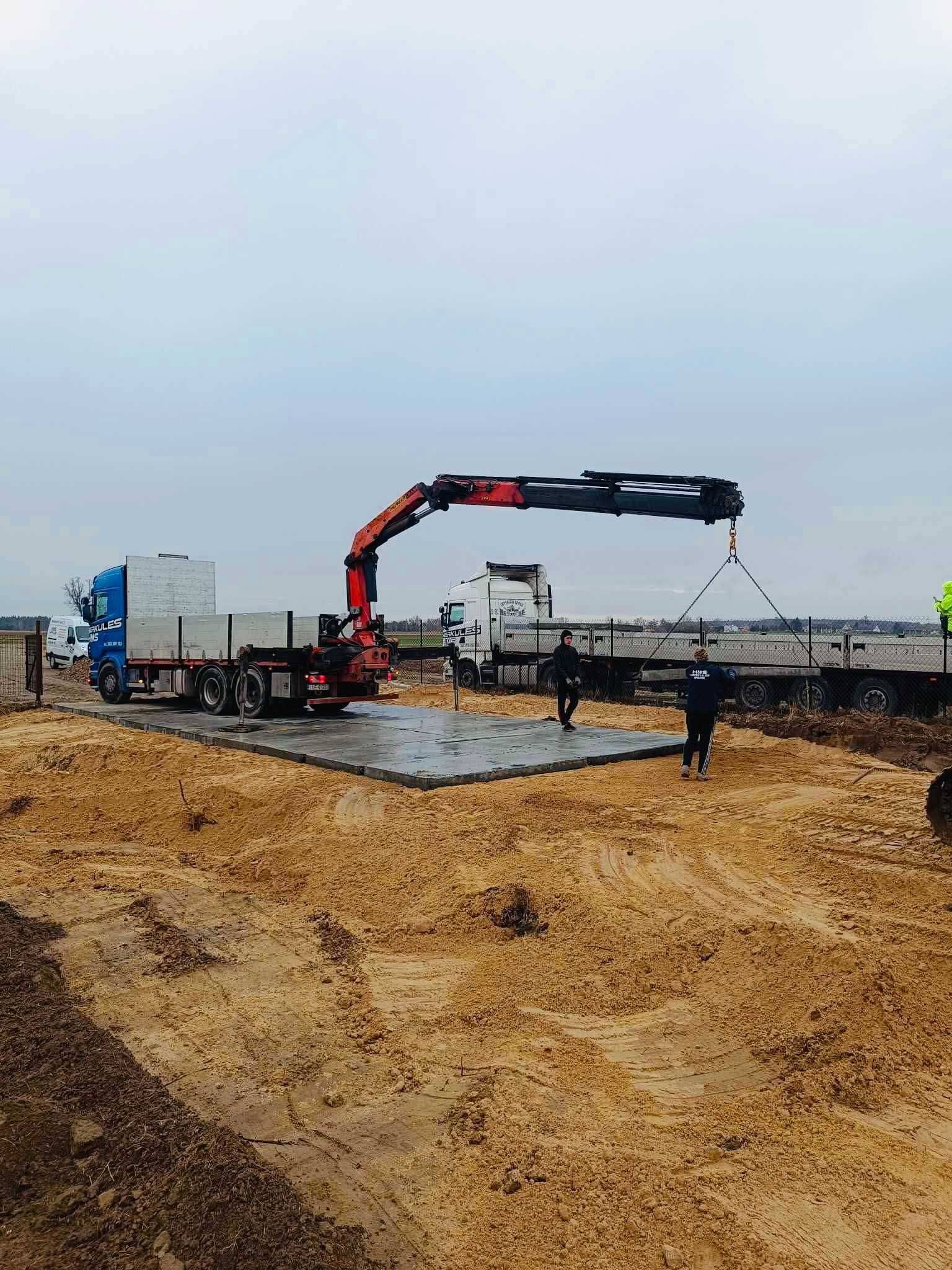Wynajem płyty drogowe, betonowe + transport HDS