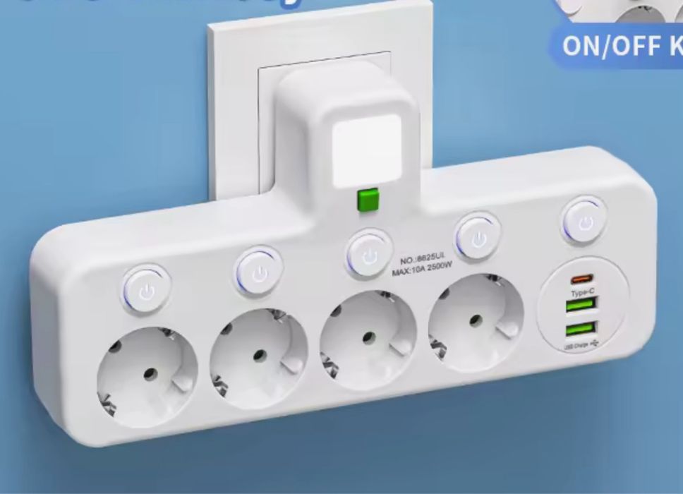 Listwa zasilająca na 4 gniazda plus 2 x port z USB I C