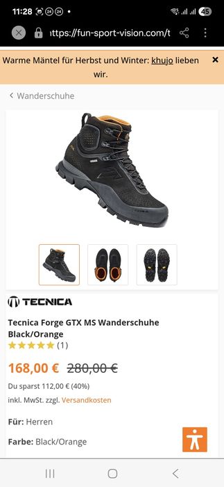 Трекинговые мужские черные ботинки  Tecnica 46 р