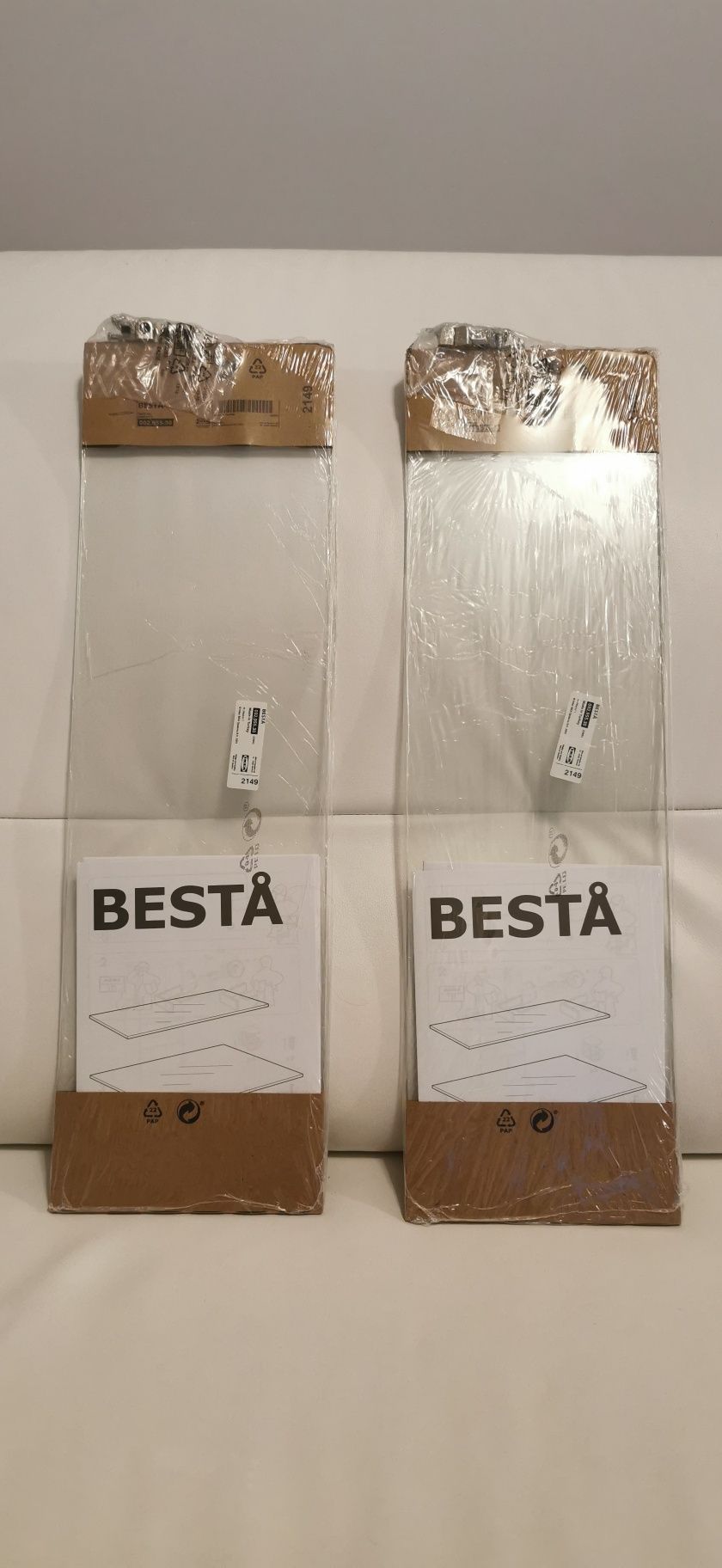 IKEA Besta półka szklana, 56x16 cm, 2 sztuki, nowe, oryginalnie zapako