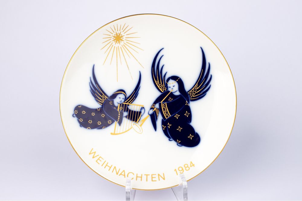 KPM kolekcjonerski talerz seria świąteczna 1984 r porcelana kobalt