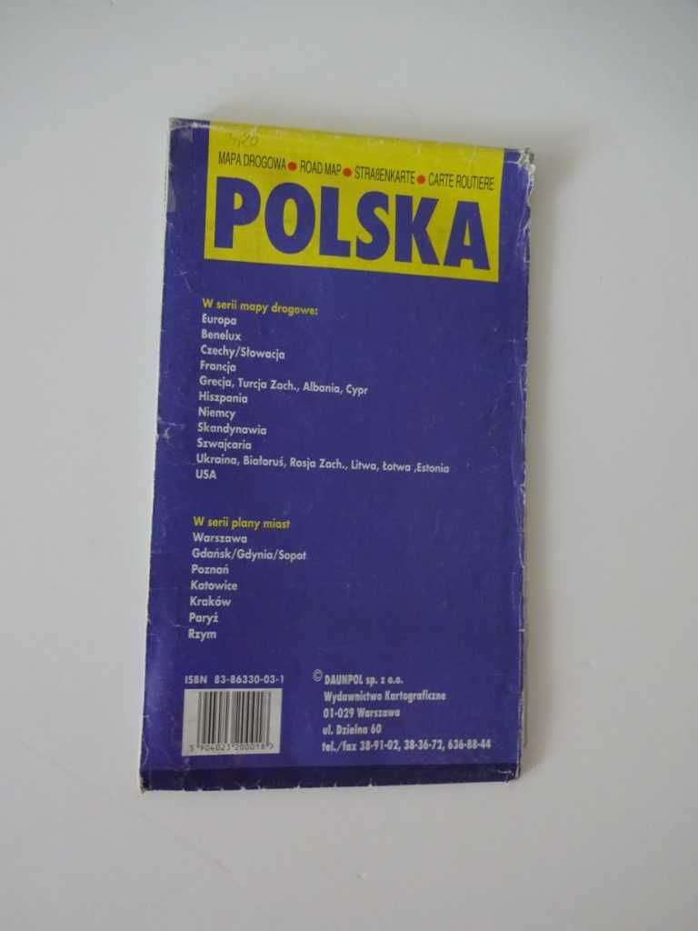 Polska - Mapa Drogowa Z 1996 Roku Skala 1 Do 750 000